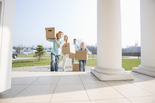 Boxes and household items prepared for a home move