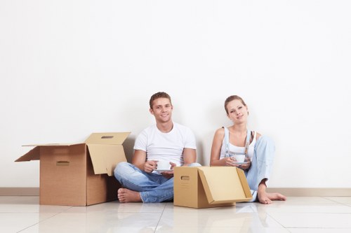 Securely packed van interior with protective moving equipment