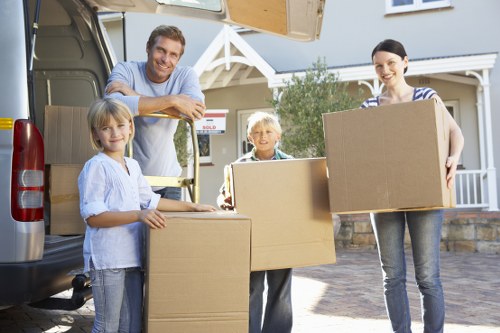 Furniture and boxes being organised for a man and van move in Plumstead